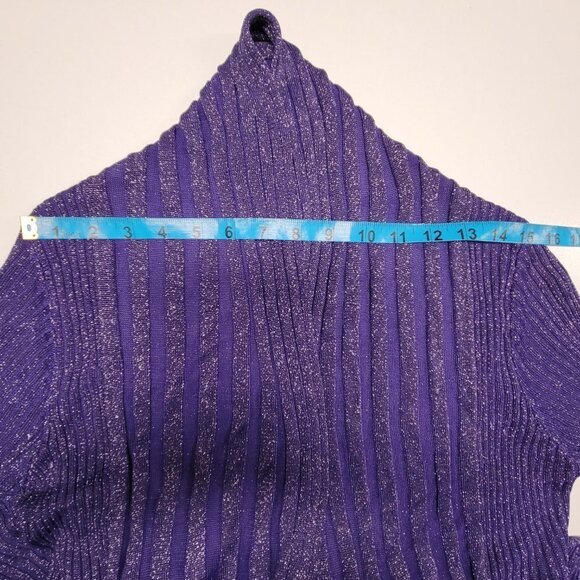 𝅺PURPLE Glitter Open Front Asymmetrical Cardigan One Size - Picture 8 of 12